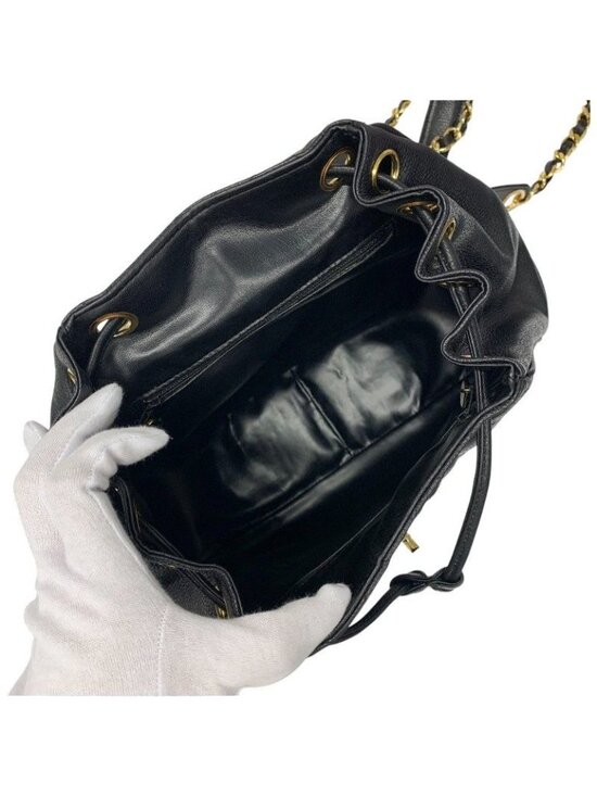 Chanel Bag Backpack Rucksack Black Gold Quilted Turn Lock main image 7